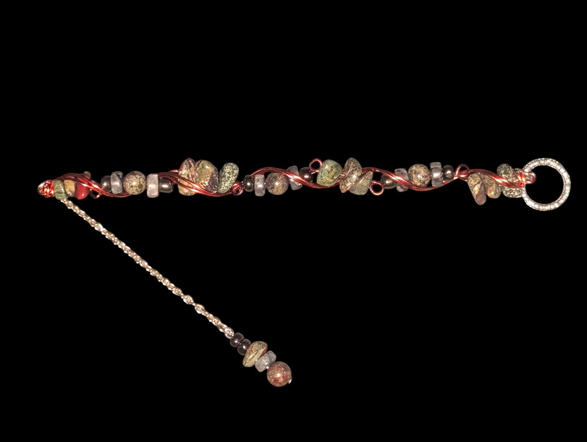 Natural Dragon Blood Wire-Wrapped Bracelet
