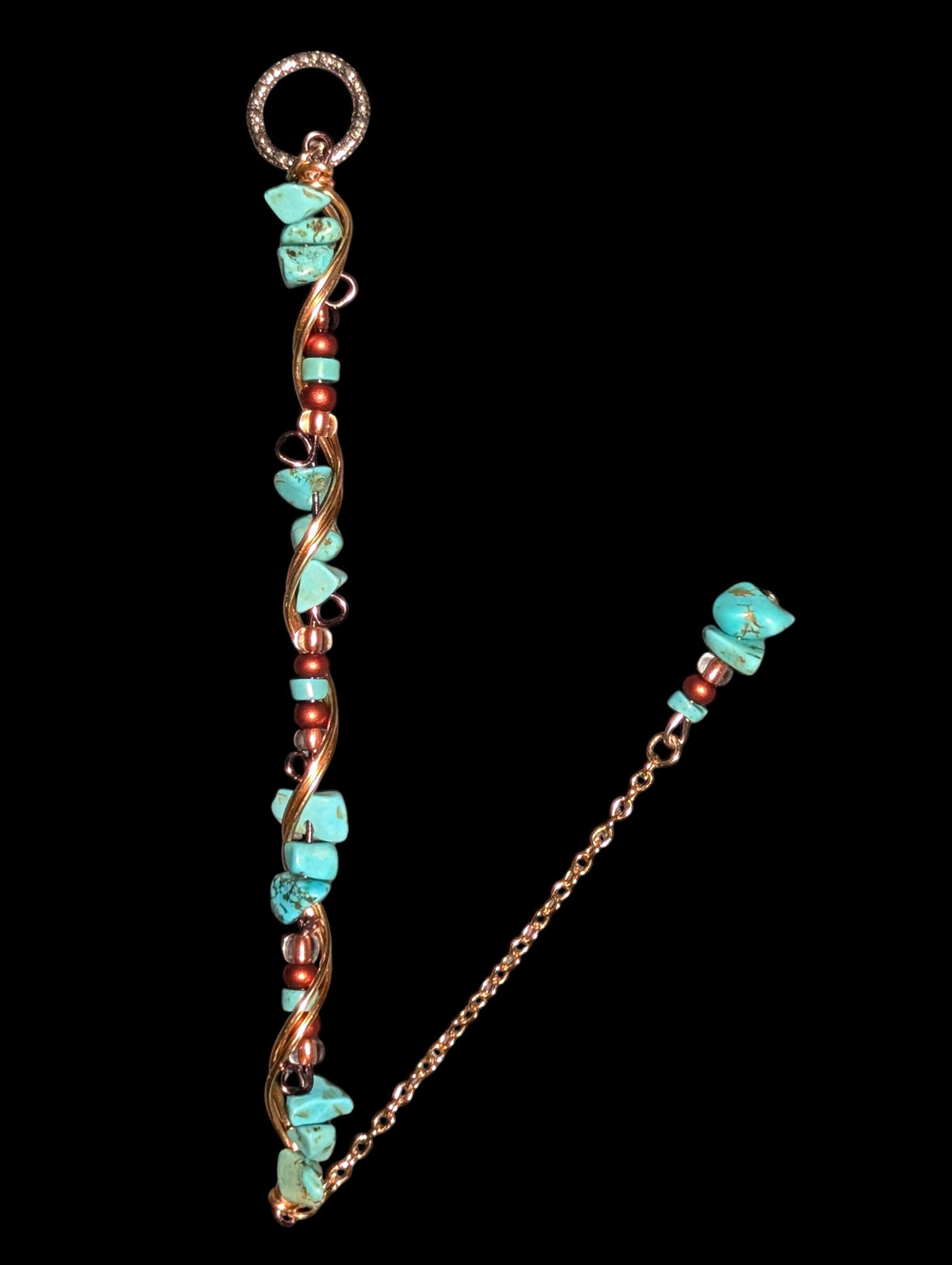 Natural Turquoise Wire-Wrapped Bracelet