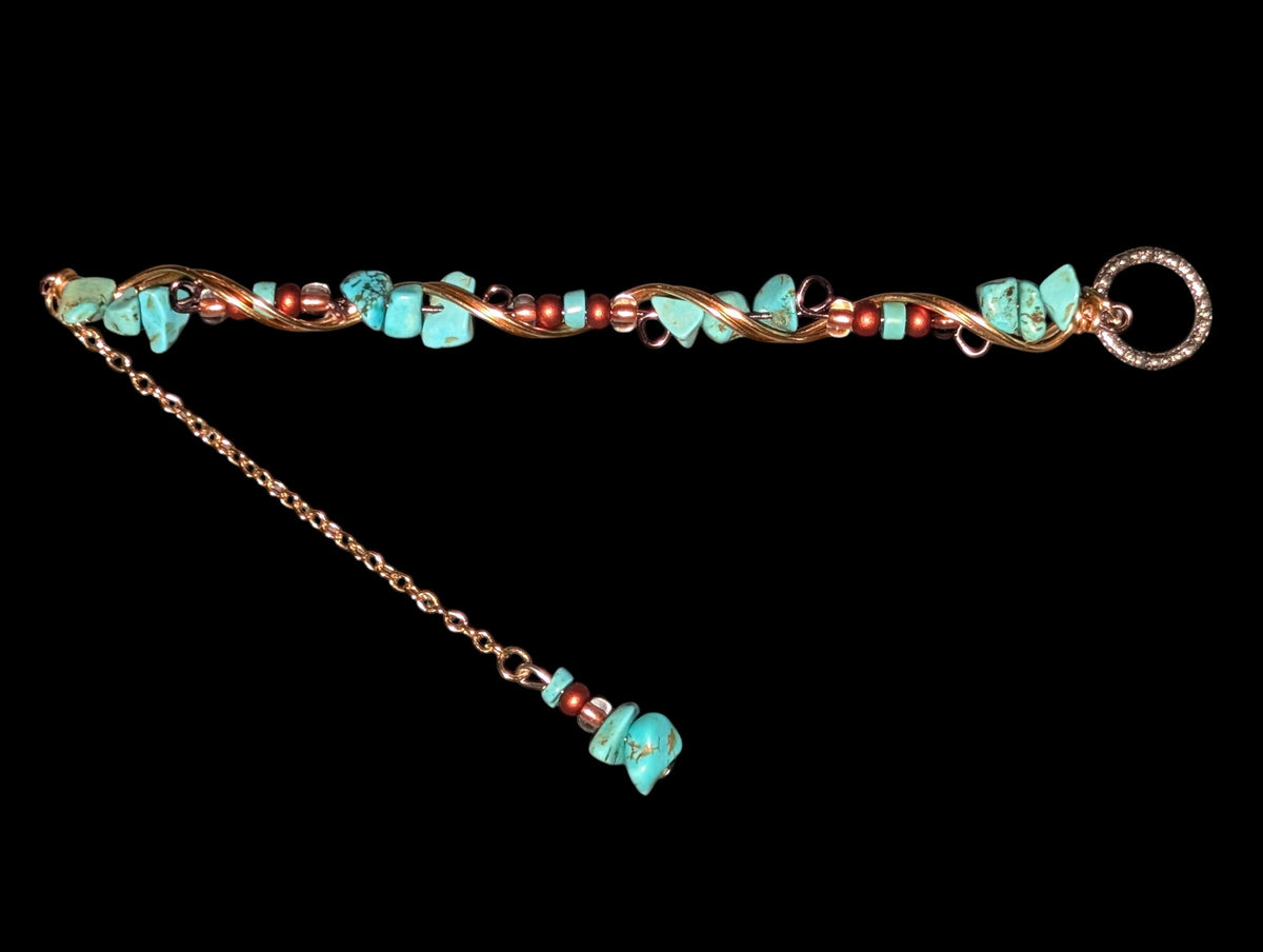 Natural Turquoise Wire-Wrapped Bracelet