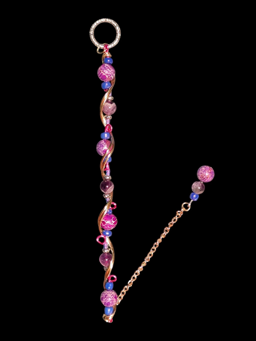 Dyed Imperial Jasper & Amethyst Wire-Wrapped Bracelet