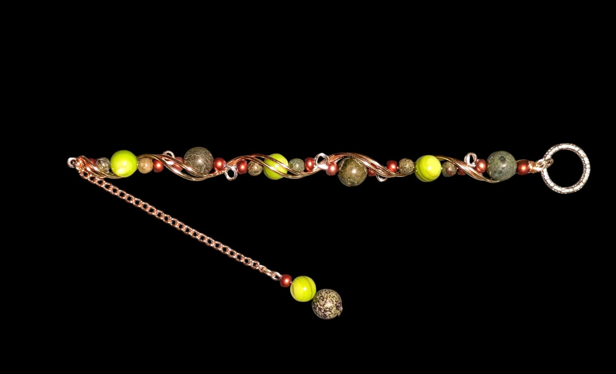 Green Dragon Blood Wire-Wrapped Bracelet