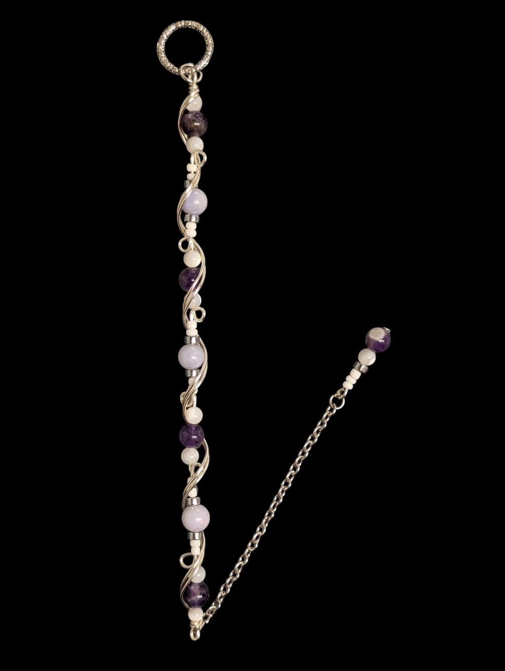Amethyst & Pearl Wire-Wrapped Bracelet