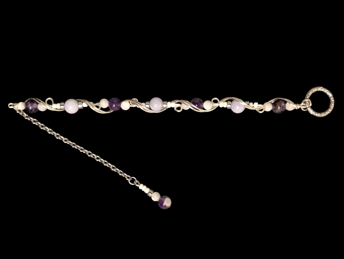 Amethyst & Pearl Wire-Wrapped Bracelet