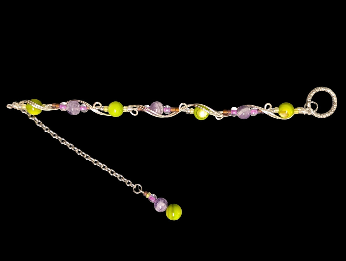 Czech Glass & Amethyst Wire-Wrapped Bracelet
