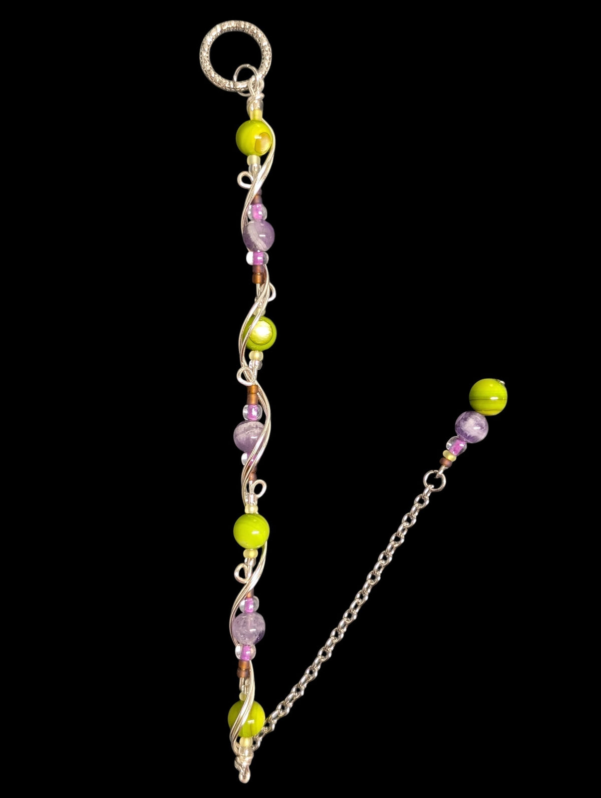 Czech Glass & Amethyst Wire-Wrapped Bracelet