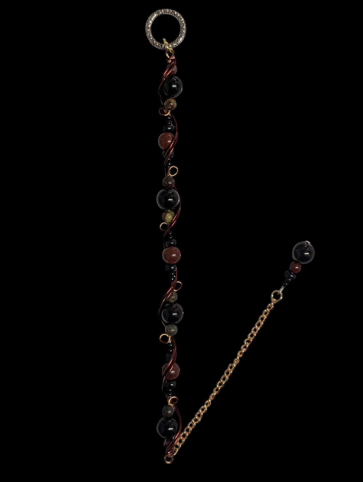 Black Jasper & Dragon Blood Wire-Wrapped Bracelet