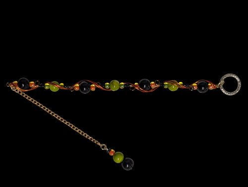 Black Jasper & Czech Glass Wire-Wrapped Bracelet